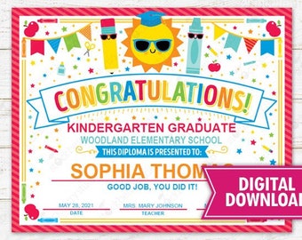 Graduation Diploma Certificate Printable Future is so Bright Last Day of Kindergarten Preschool Prek Graduate Any Grade Instant Download