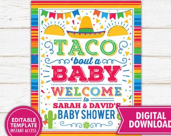 Taco Bout A Baby Welcome Sign Fiesta Baby Shower Sign  Fiesta Decorations Mexican Themed Party Decor Printable Editable Instant Download