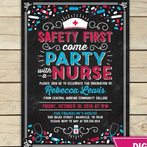 Nurse Graduation Invitation Printable Nurse Graduation Party - Etsy