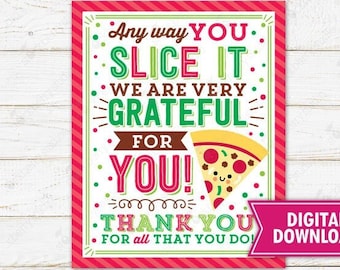 Pizza Thank You Sign Printable Teacher Appreciation Decorations Boss Coworker Employee Staff Nurse School PTO PTA Instant Download