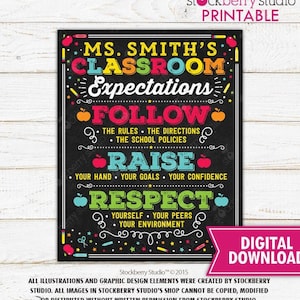 Classroom Rules Personalized Teacher Sign Classroom Decor Teacher Wall Art Classroom Printables Classroom Poster Classroom Sign