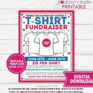 T-shirt Fundraiser Flyer Printable PTO PTA Sale Clothing School Spirit ...