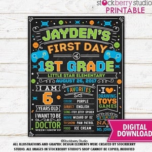 Video Game First Day of School Sign Boy Back to School Sign Printable Gamer 1st Day of School Sign First Day of School Chalkboard Sign