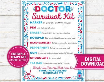 Doctor Survival Kit Gift Tags, National Doctors Day, Medical Staff ...