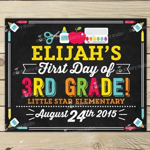 First Day of 3rd Grade Chalkboard Sign Printable 1st Day of 3rd Grade Sign 1st Day of School Chalkboard Back to School Chalkboard Sign
