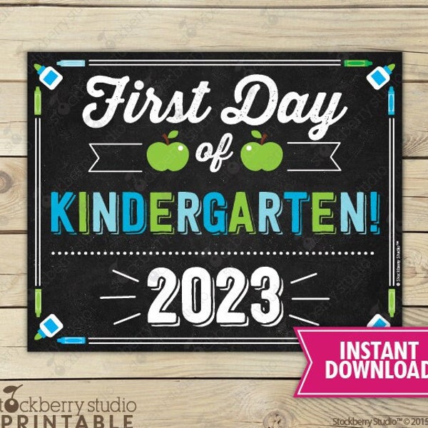 Boy First Day of Kindergarten Sign 1st Day of School Printable First Day of School Sign Photo Prop Chalkboard Sign Instant Download