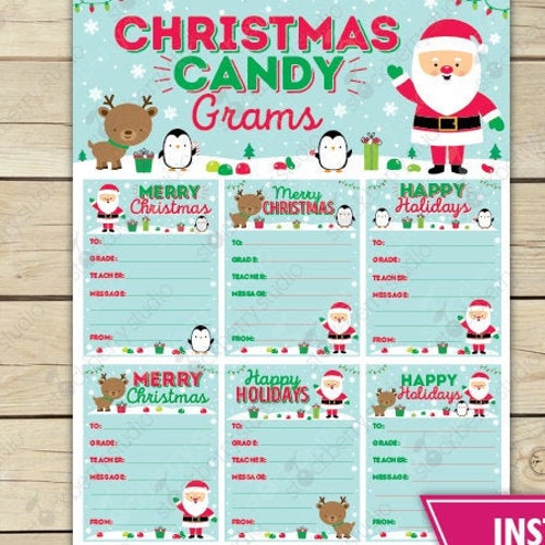 Christmas Candy Cane Gram Flyer Holiday Candy Gram - Etsy