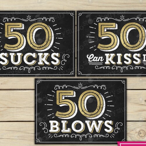 50th Birthday PRINTABLE Table Decorations 50 Sucks 50 Blows - Etsy