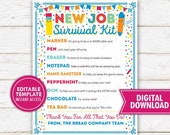 New Job Survival Kit Printable Career Congratulations Gift Idea Staff Coworker Employee Template Editable Digital Il_170x135