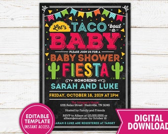 Let's Taco Bout A Baby Invitation Mexican Fiesta Baby Shower Invitation Boy Instant Download Invite Taco Baby Shower Invitation Printable