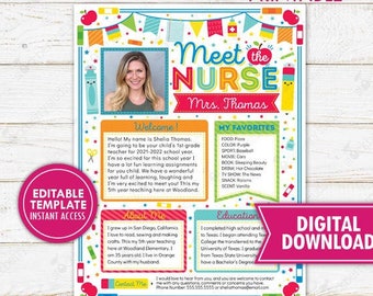 Meet the School Nurse Letter Printable Back to School Note Nurse Newsletter Class Welcome Letter Flyer Template Editable Template Download