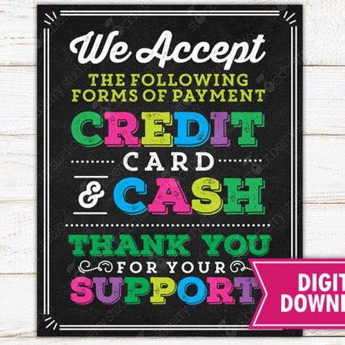 PRINTABLE Credit Card Sign Fundraising Booth Bake Sale - Etsy