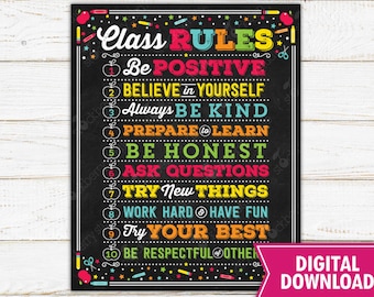 Class Rules Teacher Classroom Rules Classroom Poster Teacher Classroom Decoration Wall Decor Classroom Sign Teacher Wall Art Printable