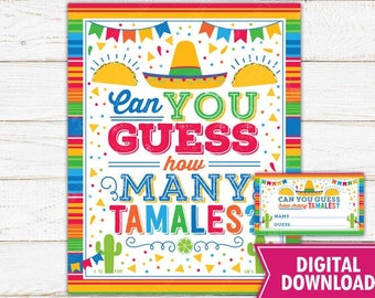 Can You Guess How Many Tamales Fiesta Baby Shower Game Sign Taco Bout A Baby Mexican Themed Fiesta Ideas Printable Instant Download