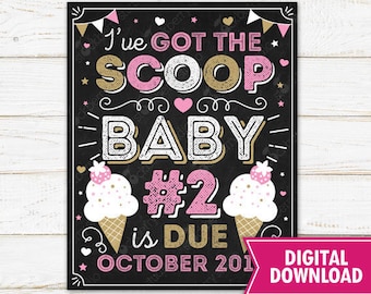 Ice Cream Pregnancy Announcement Big Sister Pregnancy Announcement Sign Printable Big Sister Sign Big Sister Baby Announcement Sign