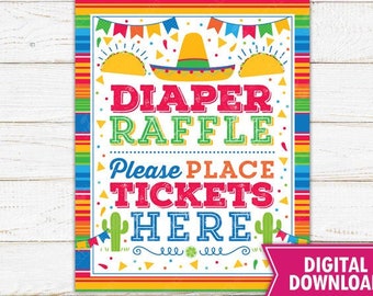 Fiesta Diaper Raffle Sign Printable Fiesta Baby Shower Baby Fiesta Decor Cactus Mexican Theme Decorations Fiesta Ideas Instant Download