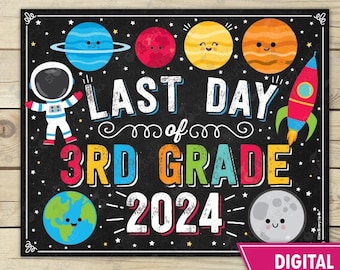 Space Last Day of 3rd Grade Sign Rocket Last Day of Third Grade Sign Boy Last Day of School End of School Year Printable Instant Download