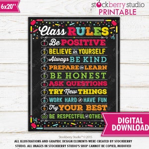 Class Rules Teacher Classroom Rules Classroom Poster Teacher Classroom Decoration Wall Decor Classroom Sign Teacher Wall Art Printable