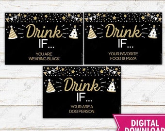 New Years Eve Party Game - Drink If Game - Printable New Year's Eve ...