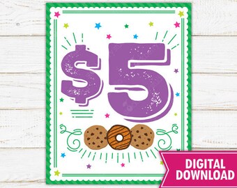 Cookie Booth Pricing Sign Price Sign Cookie Booth Sales Poster Cookie Booth Sign Scout Printable Bake Sale Fundraiser Sign Instant Download