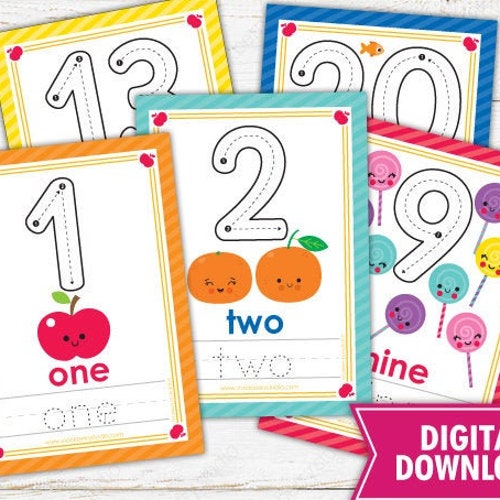 flashcards numbers 1 20 homeschool printable counting etsy