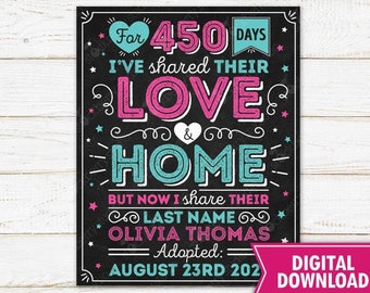 Adoption Announcement Sign Printable Foster Care Adopted Girl Adoption Announcement Adoption Day Sign Digital Download