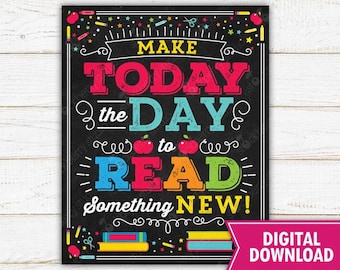 Reading Poster School Library Sign Teacher Classroom Decorations Library Wall Art Printable Classroom Decor Classroom Sign Class Sign