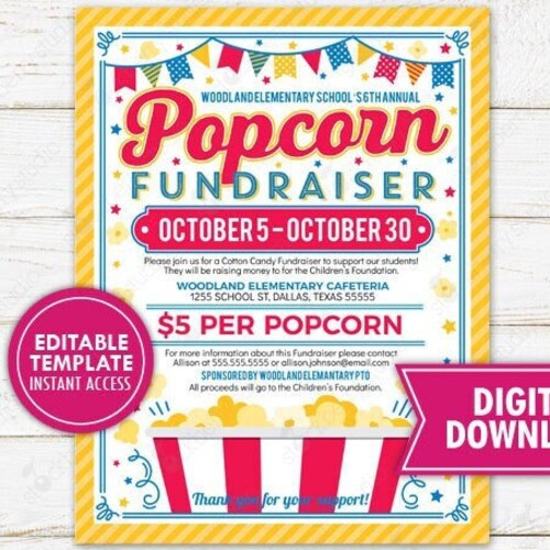 EDITABLE Bake Sale Flyer Printable PTA PTO Flyer School - Etsy