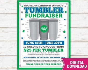 Tumbler Fundraiser Flyer Printable PTO PTA Coffee Cup Mug Product Sale Community Church Nonprofit Event Editable Template Digital Download