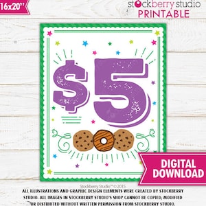 Cookie Booth Pricing Sign Price Sign Cookie Booth Sales Poster Cookie Booth Sign Scout Printable Bake Sale Fundraiser Sign Instant Download