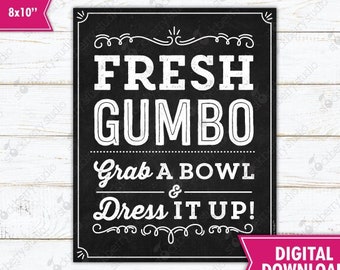 Gumbo Sign Grab a Bowl Sign Gumbo Party Sign Gumbo Menu Gumbo Station Printable Party Instant Download