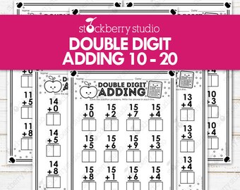 Double Digit Math Addition Printable Kindergarten 1st Grade 2nd Grade Math Worksheets