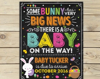 Easter Pregnancy Announcement Chalkboard Sign Printable - Spring Baby Announcement Sign - Pregnancy Reveal Egg Pregnancy Announcement Card