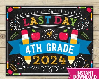 Last Day of School Sign 2024 Last Day of 4th Grade Sign Printable ...