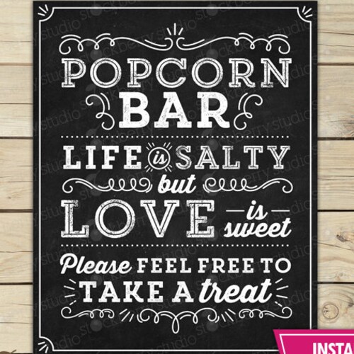 Popcorn Sign Life is Salty Love is Sweet Sign Instant Etsy