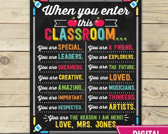 When You Enter This Classroom Sign - Personalized Teacher Sign - Classroom Decor - Motivational Poster - Classroom Rules - Gift for Teachers