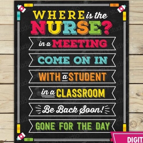 School Nurse Door Sign Printable Personalized Nurse Sign - Etsy