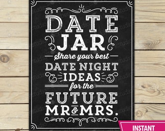 Date Jar Sign - Date Jar Printable - Date Jar Bridal Shower - Date Jar for Wedding - Wedding Date Jar - Date Night Jar Sign - Date Night