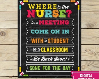 Where Is The School Nurse Door Sign Classroom Decor School Etsy