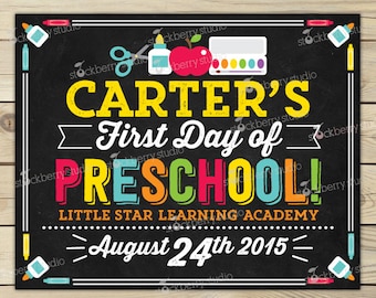 First Day of Preschool Sign Printable 1st Day of Preschool Sign 1st Day of School Chalkboard Sign Back to School Chalkboard Custom