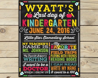 Last day of School Chalkboard Sign Printable Last Day of School Sign Custom Last Day of Kindergarten Personalized Last day of Preschool