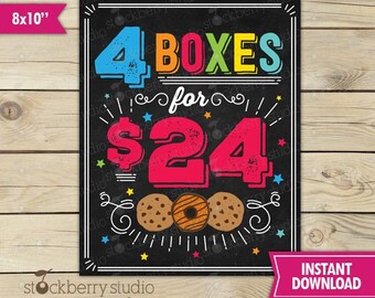 Cookie Booth Sales Poster - Cookie Booth Price Signs - Cookie Booth Sign Printable - Instant Download - Cookie Booth Decor - Fundraiser Sign