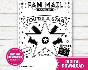 Hollywood Staff Teacher Appreciation Week Fan Mail Worksheet Printable Student Appreciation Coloring Page Take Home Flyer Instant Download