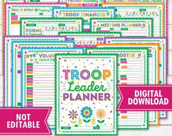 Troop Leader Planner Meeting Binder Organizing Binder Scout Troop Finances Cookie Sales Tracker Fundraiser Forms Printable Digital