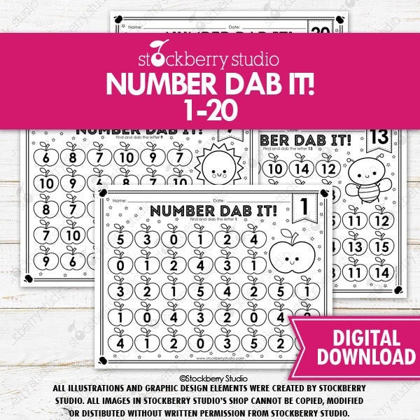 Number Dab It Worksheets Printable learn to count Math Pre K Preschool Kindergarten Numbers Worksheet