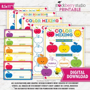 Color Mixing Printables Primary Secondary Color Activity Sheets Learn Colors Preschool Kindergarten Color Word Worksheets Instant Download