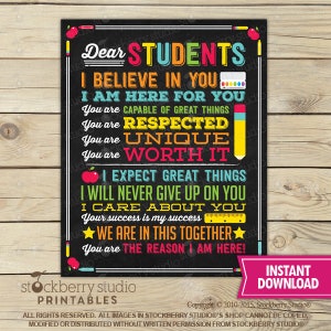 Dear Students School Counselor Sign Printable Teacher Classroom Poster School Social Worker Sign Principal Office Decor Digital Download