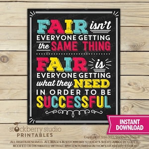 School Counselor Office Decor - Fair Isn&#39;t Everyone Getting - Classroom Poster Printable - Instant download - Teacher Classroom Decor