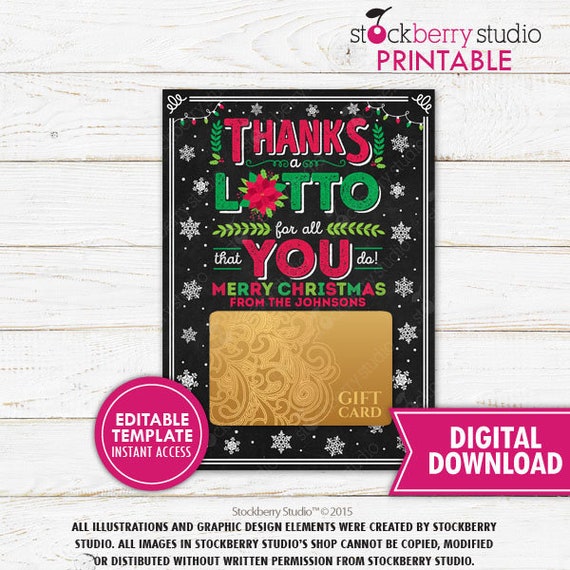 Thank You Lottery Ticket Holder - Printable Appreciation Gift