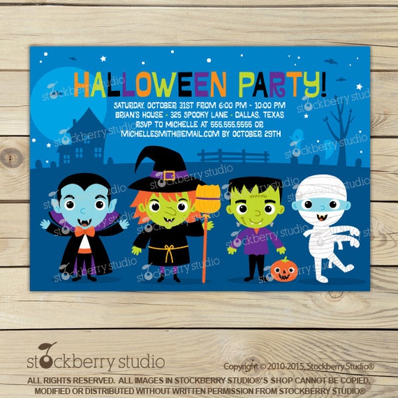 Halloween Party Invitations - Kids Halloween Party Invitation - Halloween Birthday Invites - Costume Party Printable - Halloween Invitation Il_570xn